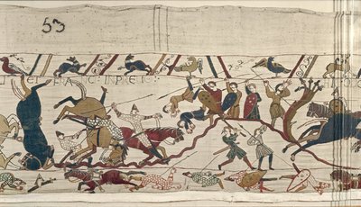 Normans and English Fall Side by Side in Battle, Bayeux Tapestry by Unbekannt Unbekannt